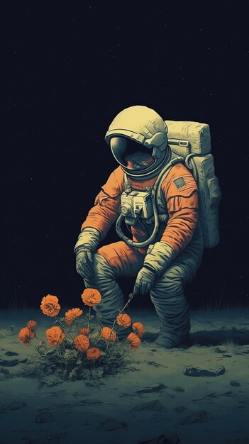 Photo astronaut illustration artwork colorful background