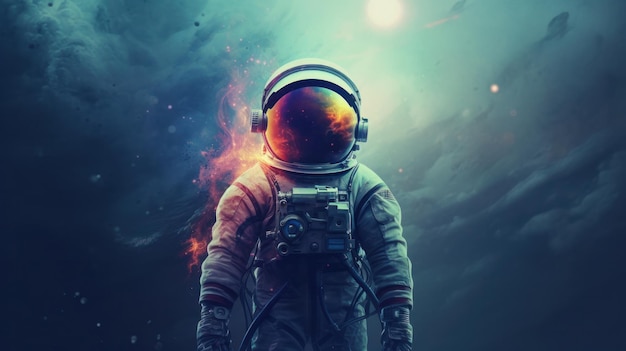 Astronaut in de ruimte achtergrond Illustratie AI generatief