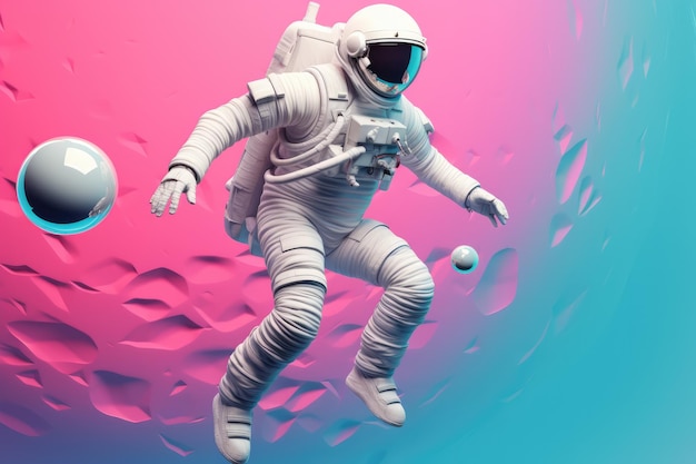 Astronaut in de ruimte met universumachtergrond in pastelkleuren Generatieve Ai