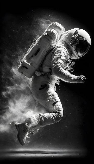 Foto astronaut in de ruimte zwart en wit