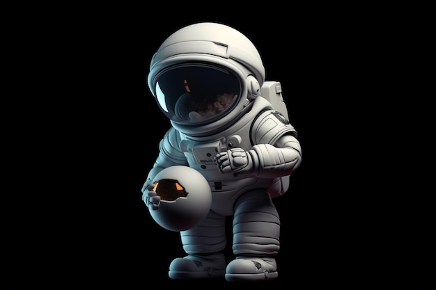 Astronaut in een ruimtepak op een zwarte achtergrond Mixed media