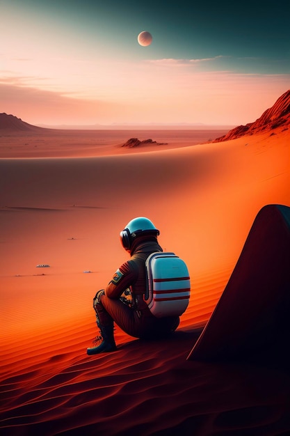 Foto astronaut in futuristische planeet