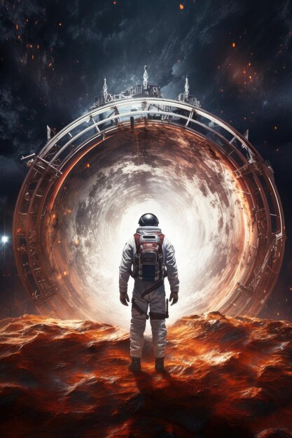 Astronaut in tijd van veranderingen kosmisch concept