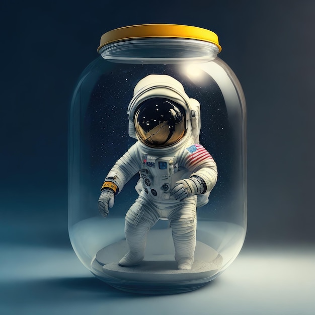 Astronaut inside a glass jar