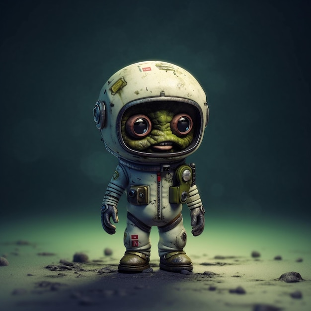 космонавт одет в скафандр, на котором написано слово «инопланетянин».
