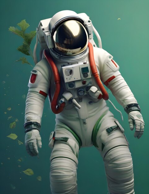 Photo astronaut isolated on a green background perfect for usage in photocompositing software