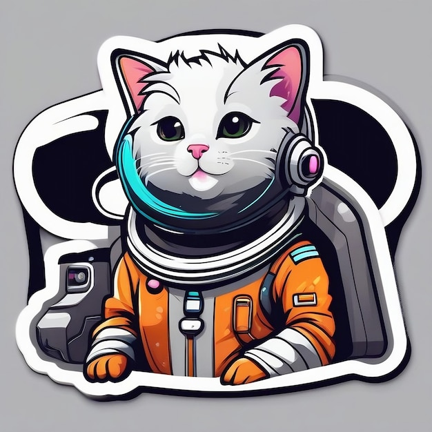 Astronaut kitten sticker with ai