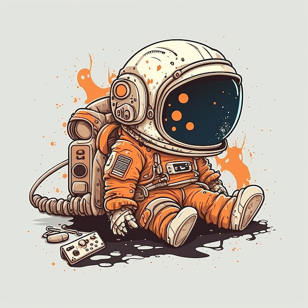 Astronaut logo schattig Pinterest animatie vector illustratie afbeelding AI gegenereerde kunst
