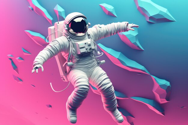 Astronaut loopt in de ruimte met universum-achtergrond Generatieve Ai