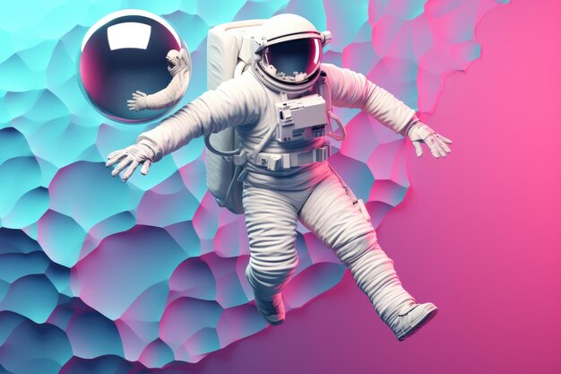Astronaut loopt in de ruimte met universum-achtergrond Generatieve Ai
