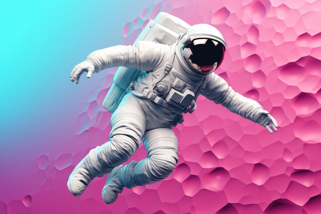 Astronaut loopt in de ruimte met universum-achtergrond Generatieve Ai
