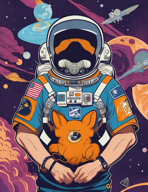 Astronaut Lost In Galaxy illustration Generated Ai