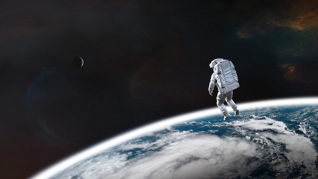 Astronaut on loworbit of Earth planet