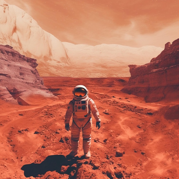 화성 콜라주에 우주 비행사