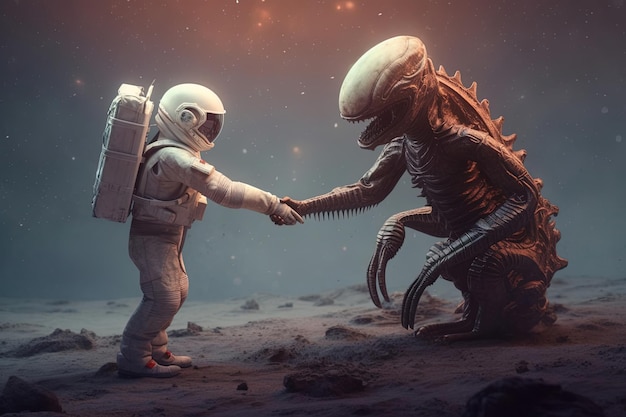 Astronaut meet alien