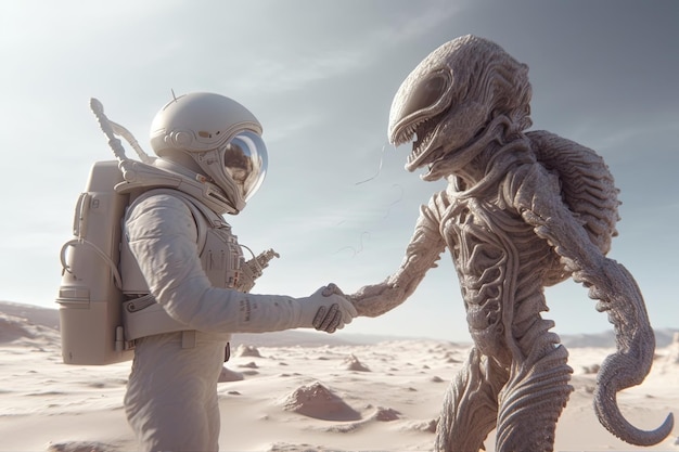 Astronaut meet alien