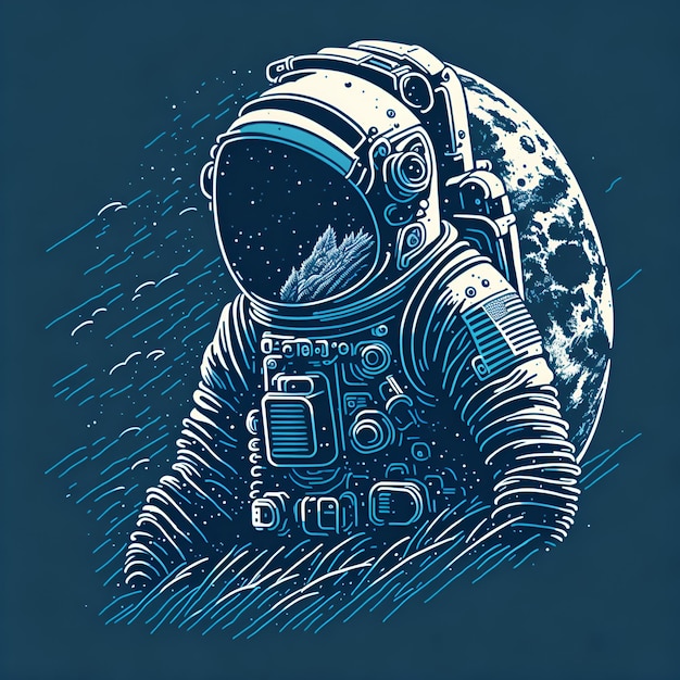 Астронавт на Луне Дизайн футболки сгенерирован искусственным интеллектом