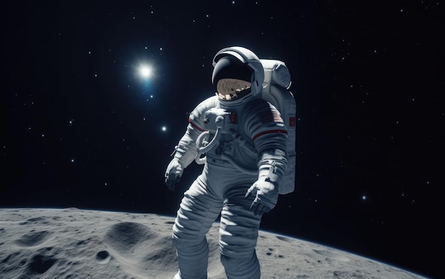 An astronaut on the moon with the word space on the back