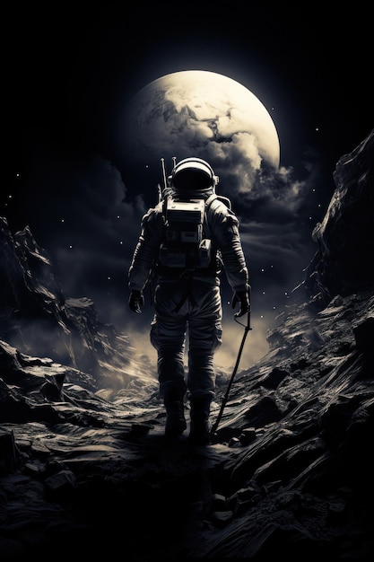 Photo astronaut at the moon