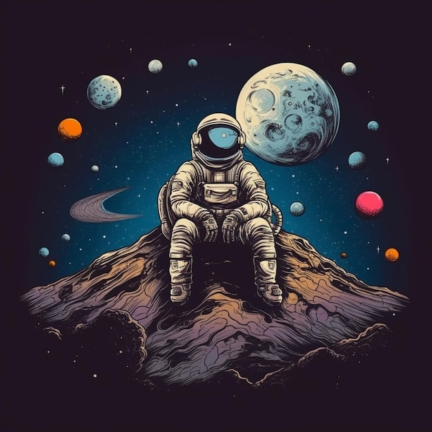 An astronaut on a moonlit night