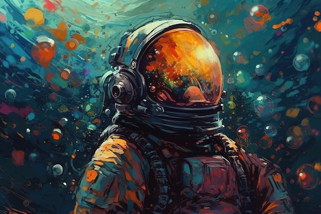 Astronaut in oil painting style Generative AI