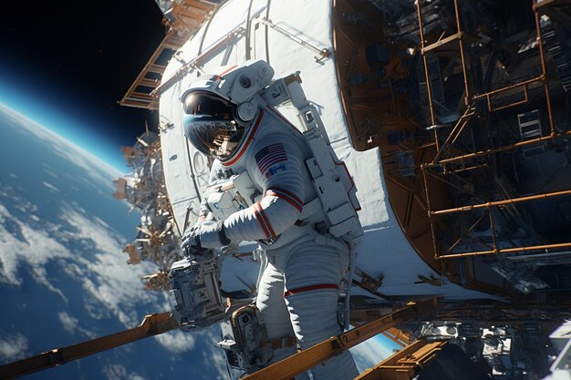 Astronaut op een ruimtewandeling reparatie van een storing in 00101 03