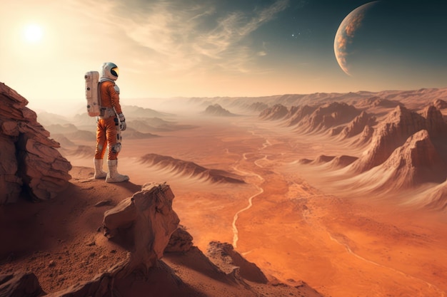 Astronaut op planeet Mars