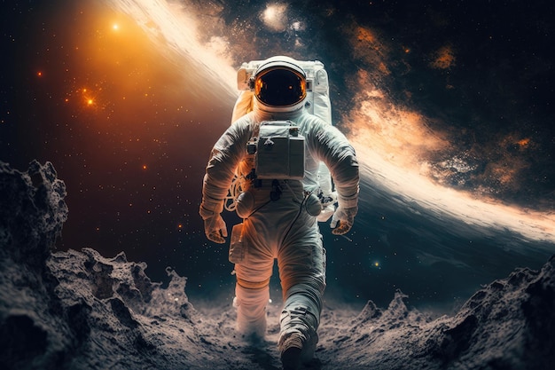 Астронавт в открытом космосе Иллюстрация AI Генеративный