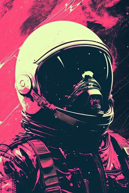 Foto un astronauta nello spazio illustrazione colorata su sfondo nero adatto