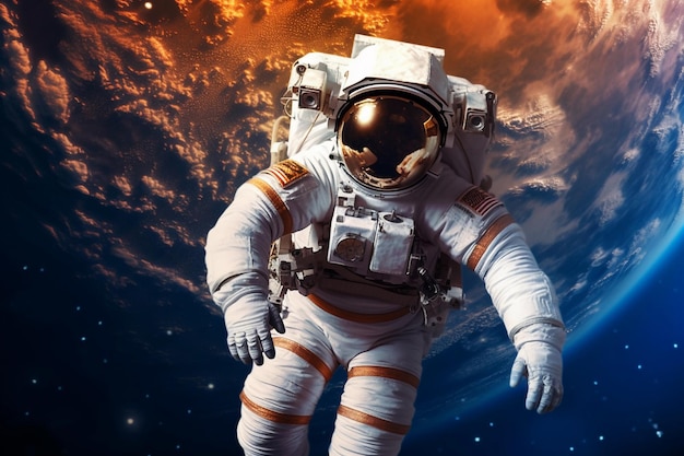 Astronaut in outer space Elements of this image furnished by NASA