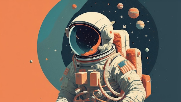 Astronaut in outer space illustrations