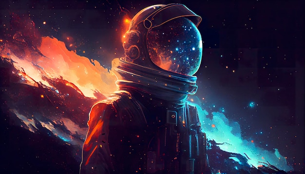 Astronaut in the outer space over the planet Earth Abstract wallpaper Spaceman Elements of this image furnished by NASA generate ai