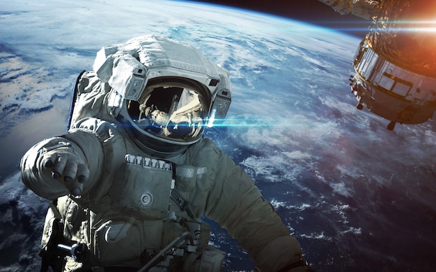 Astronaut in outer space. Spacewalk. 