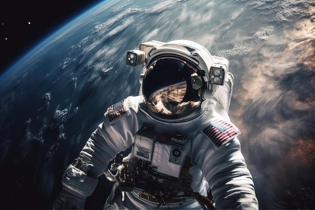 Astronaut in outer space with the planet earth in the background