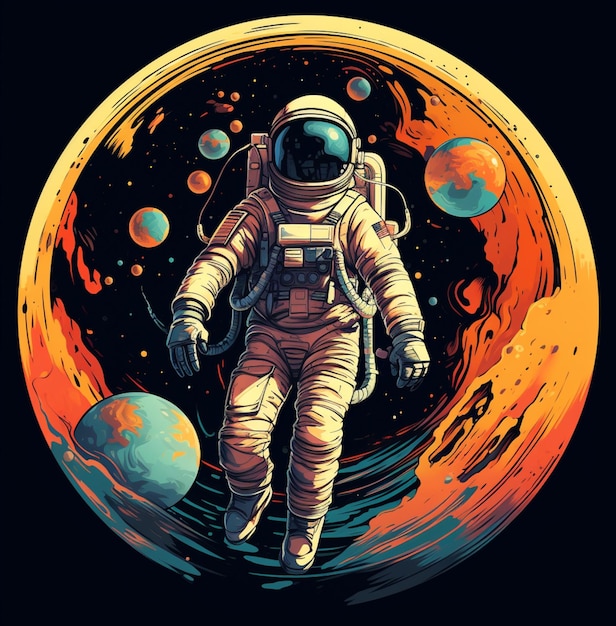 astronaut in outer space with planets in background generative ai