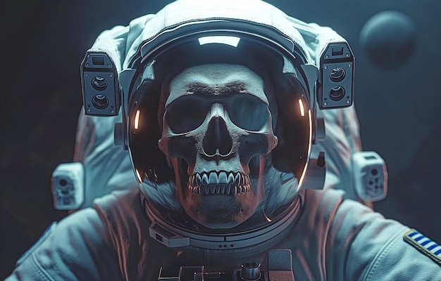 An astronaut outfit with a skull on it