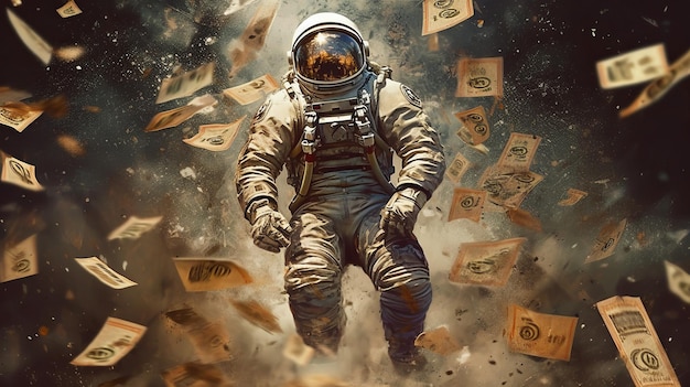 Astronaut pile of money Generative AI