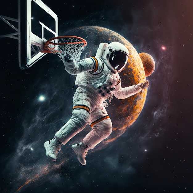 Astronaut Playing Basketball Generative Ai