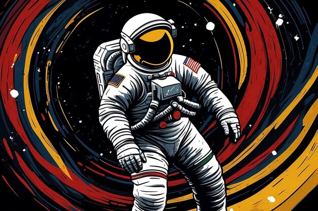 Foto astronauta pittura d'illustrazione pop art in stile fumetto