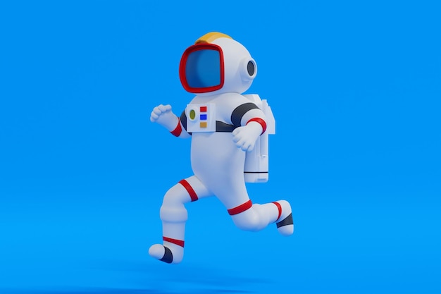 Foto astronaut rent vooruit wetenschap technologie ruimte avontuur ontdekking 3d-rendering