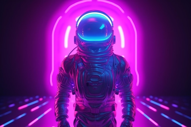 Astronaut retro neon Spaceman-evenement Genereer Ai
