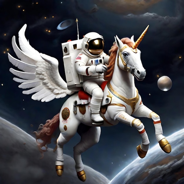Astronaut riding a pegasus AI
