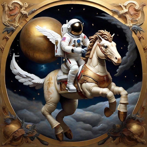 Astronaut riding a pegasus AI