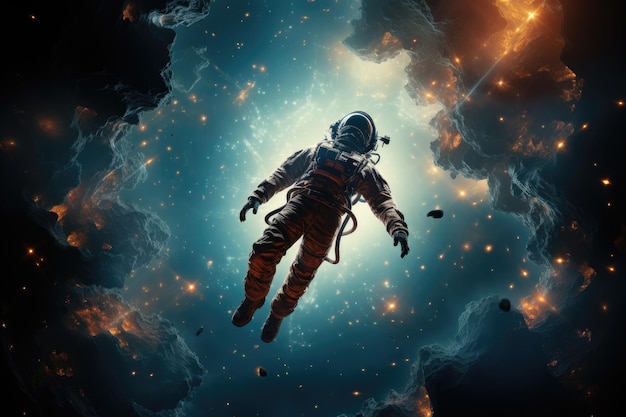 Astronaut Silhouette against Cosmic Backdrop