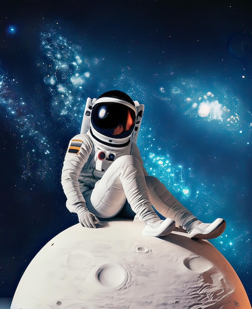 Photo astronaut sitting on the moon