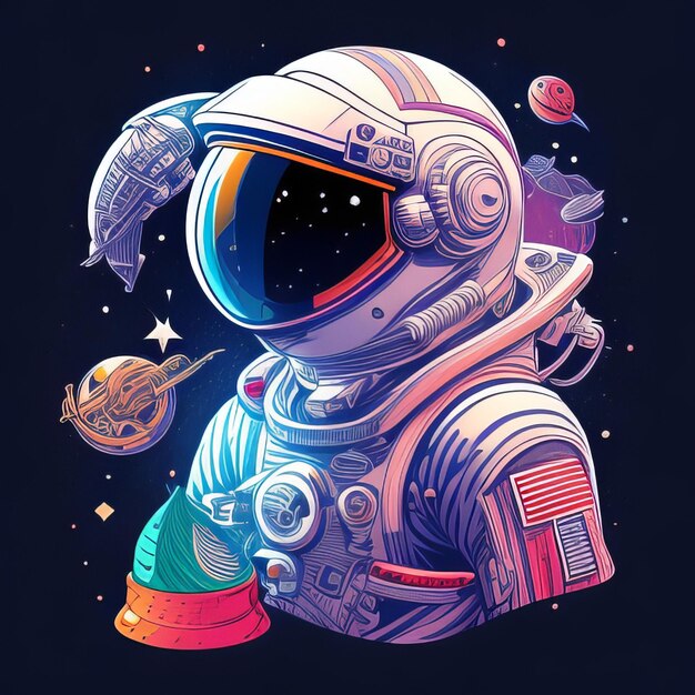 Astronaut in space cartoon