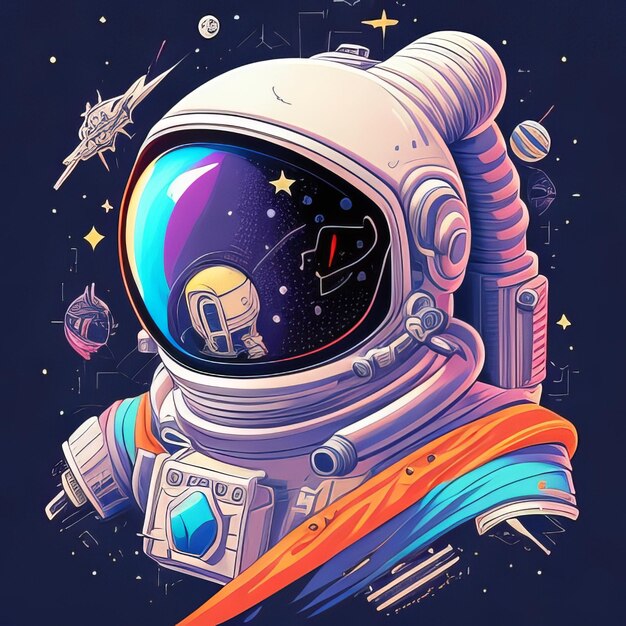 Astronaut in space cartoon