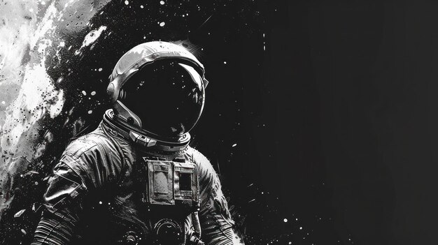 Photo astronaut in space the composition is shifted to the left there is a lot of space