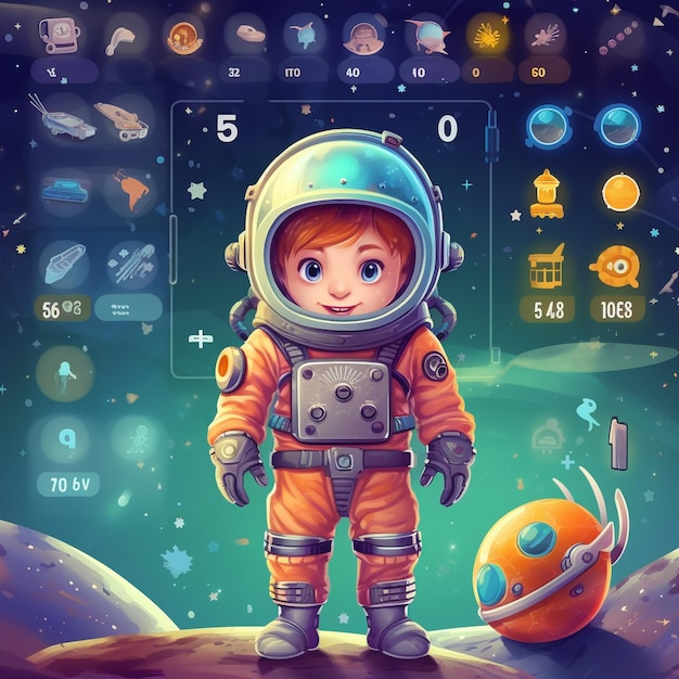 Astronaut space exploration cartoon boy illustration