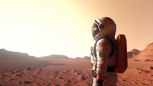 An astronaut in space on Mars